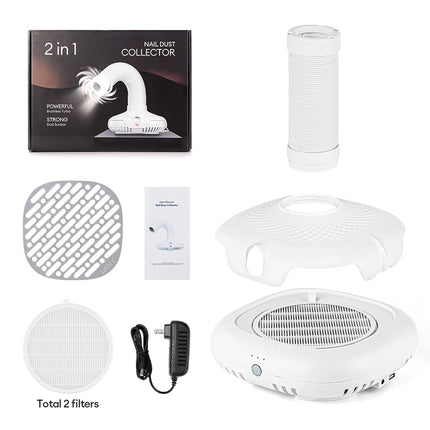Powerful 130W Nail Dust Extractor Vacuum Cleaner 6 Gear Adjustable Suction with 360° Flexible Tube Manicure Dust Collector for Nail Stylist Salon & Home Nail Art