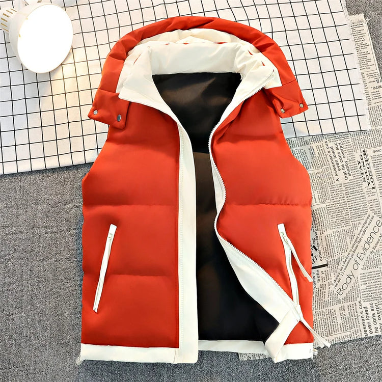 New Hooded Casual Men Waistcoat Comfortable Warm Zipper Male Sleeveless Jackets Solid Color Windproof Clothing for Men Spring