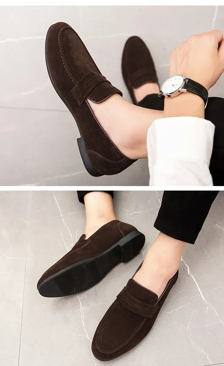 Nuovi uomini in pelle scamosciata scarpe casual comfort traspirante slip-on scarpe da guida da uomo moda maschile scarpe pigre mocassini di marca di lusso mocassini