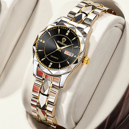 BINBONG Orologi da donna Orologio al quarzo da donna di moda di lusso Orologio da polso in acciaio inossidabile con data luminosa impermeabile Regalo per gli amanti della fidanzata platinumshop