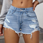 Pantaloncini di jeans strappati a vita alta da donna Estate Casual Distressed Raw Hem Baggy Jean Short Fashion Loose Fit Pocket Jeans