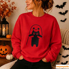 Cute Ghost Hugging Cat Funny Simple White Line Graphic Print Pullover Long Sleeve Casual Loose Streetwear Fashion Sweatshirts