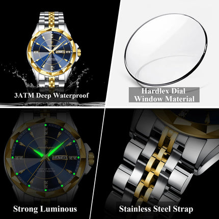 POEDAGAR Orologio da uomo di moda di lusso Top Business Impermeabile luminoso Data Settimana Orologi da uomo Orologio da polso da uomo in acciaio inossidabile al quarzo platinumshop