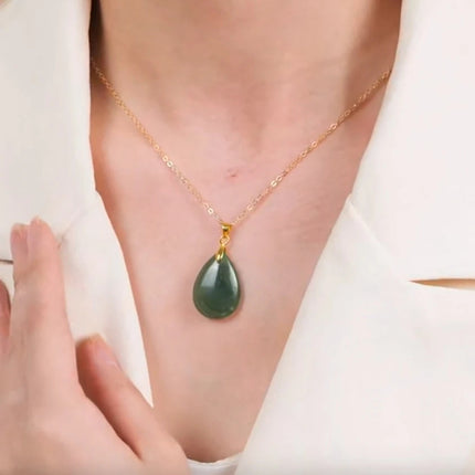 New Fashion Natural Stone Crystal Pendant Teardrop Simple Pendant Necklace Earrings Making Jewelry With Chain collar PlatiNum