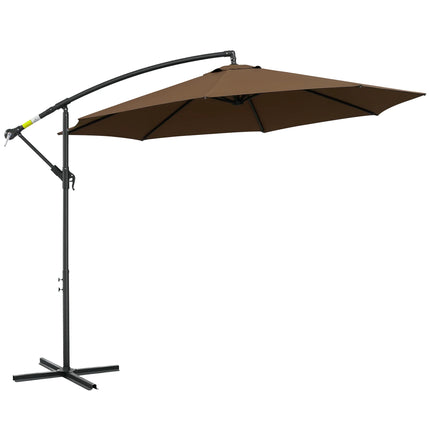 Weather-resistant crank parasol 3 m x 3 m x 2.5 m in steel and coffee-coloured polyester