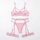 Bunny Girl Lingerie Set Pink Open Cup Hollow Out See Through Mesh Bra Panty Headband Straps Role Play Costume Party Halloween