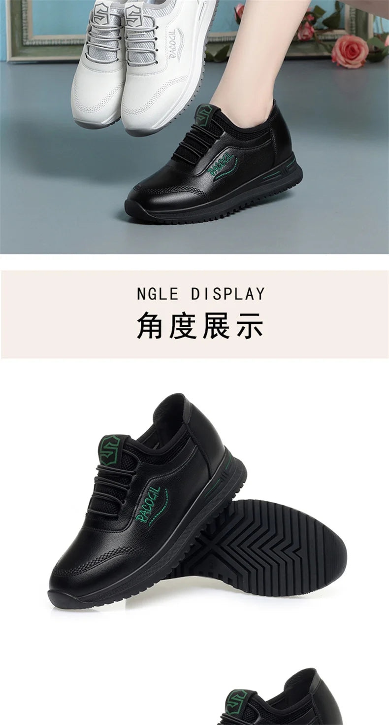New Spring Fashion Versatile Non Slip Women's Comfort Breathable Sneakers Mother Soft Leather Soft Sole Causal Shoes