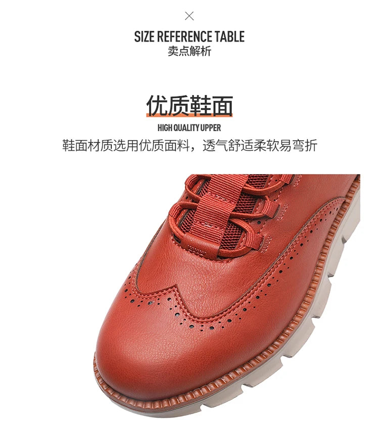 Men's Leather Casual Oxford Shoes, Breathable Anti-Slip Soft Sole Fashion Sneakers for Business Walking and Daily Wear