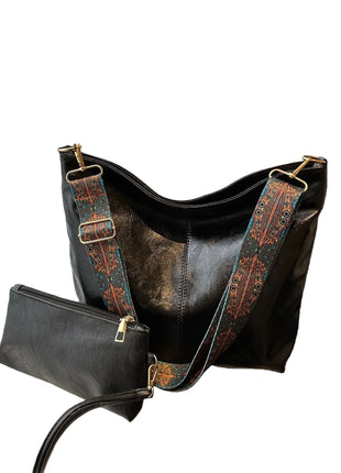 Borsa tote in morbida PU a 2 pezzi, grande capacità, stile bohémien, con tracolla larga, borsa a spalla e a mano, regalo di compleanno ideale