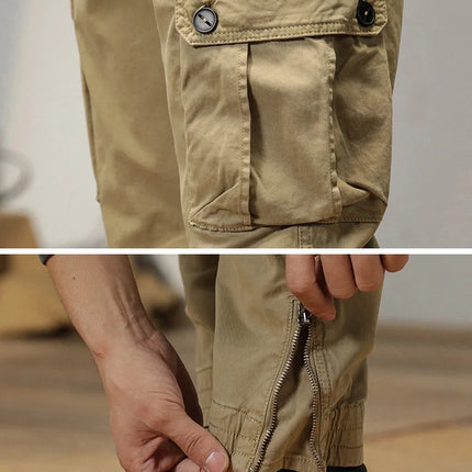 2025 New Multi-Pockets Spring Summer Cargo Pants Men Streetwear Zipper Leg Skinny Work Joggers Cotton Casual Tactical Trousers