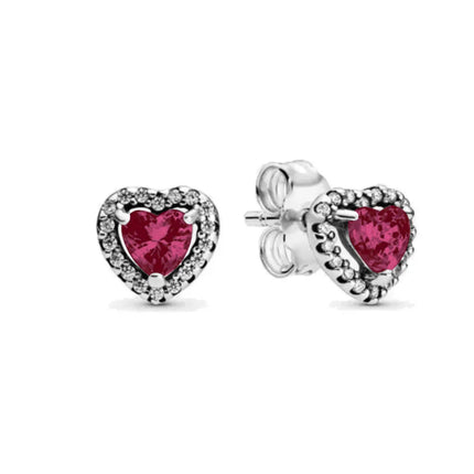 2025 Orecchini originali in pietra a forma di cuore bianco rosa, blu, rosso, verde, orecchino di perla con fiocco di neve, gioielli in argento s925 con fascino femminile platinumshop