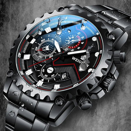 Orologio da uomo Black Warrior autentico alla moda in acciaio inossidabile impermeabile calendario luminoso orologio al quarzo moda maschile orologi regalo platinumshop