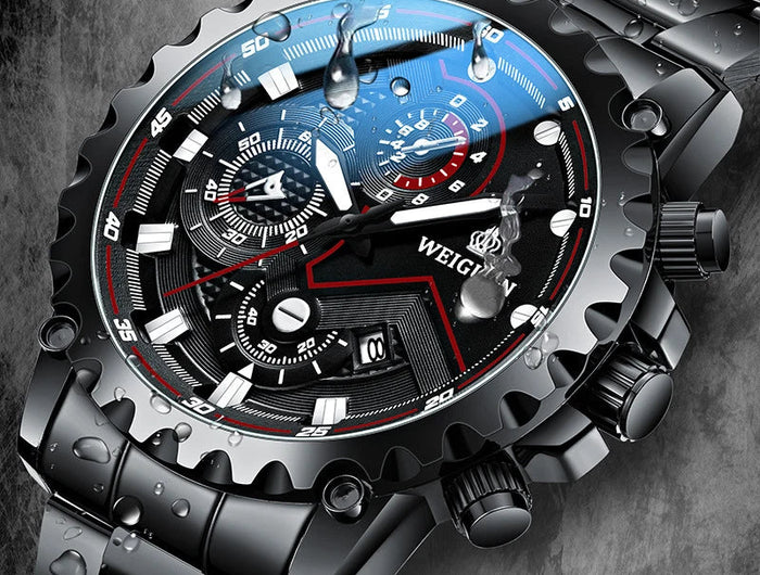Orologio da uomo Black Warrior autentico alla moda in acciaio inossidabile impermeabile calendario luminoso orologio al quarzo moda maschile orologi regalo platinumshop