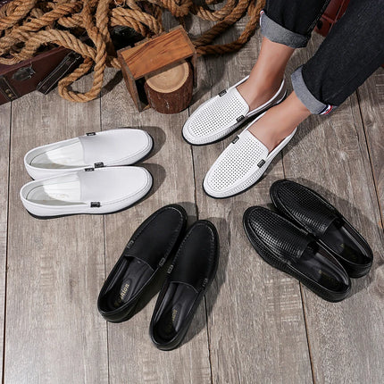 2025 Estate Scava Fuori Penny Mocassini Da Uomo Scarpe Da Barca Traspirante Uomo Mocassini In Pelle Slip On Appartamenti Mens Casual Scarpe Da Guida