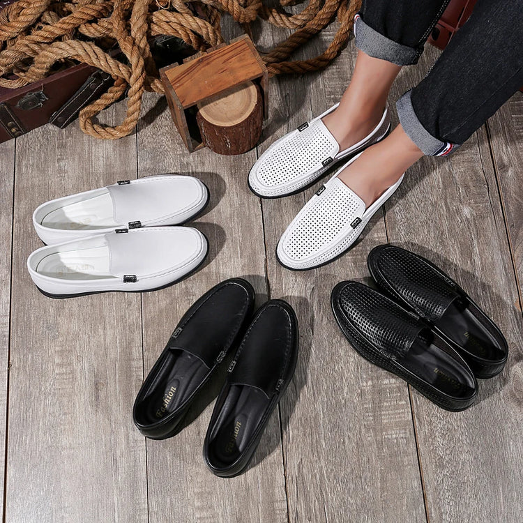2025 Estate Scava Fuori Penny Mocassini Da Uomo Scarpe Da Barca Traspirante Uomo Mocassini In Pelle Slip On Appartamenti Mens Casual Scarpe Da Guida