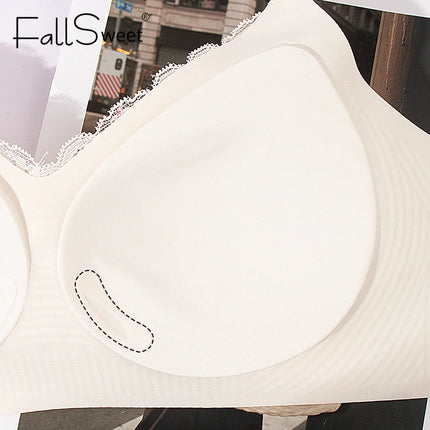 FallSweet French Floral Wireless Push Up Bra for Women Sweet Lace Bralette with Small Breasts Anti-sagging Brassiere Lingerie