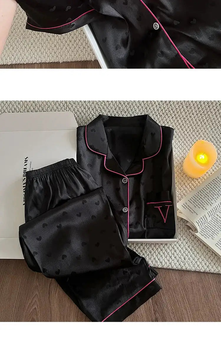 Pigiama floreale da donna della nuova estate Ragazze Estate Piccoli pantaloni freschi a maniche corte Abito da casa in raso di seta ghiacciata Foto reali platinumshop