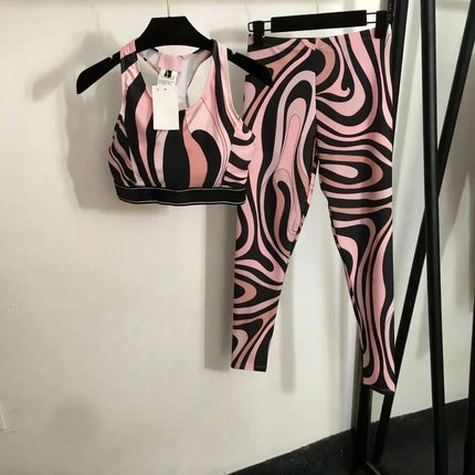 Nuovo Set Yoga da Donna 2026 con Fascia Marrone e Logo Firmato, Completo Sportivo da Donna di Marca Designer, Abbigliamento da Spiaggia platinumshop