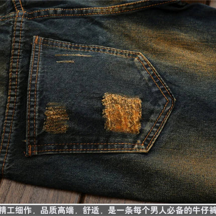 2026 Men's Dark Blue Jeans, Vintage Fashion Casual Trousers, Denim Pants Asian Sizes 29-38, 40, 42. PlatiNum