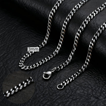 3-11MM Classic Cuban Chain Necklace for Men Women,Silver Black Gold Grey Color Stainless Steel Chains,Basic Punk Jewelry Gift PlatiNum