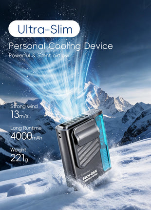 Nuovo Ventilatore Portatile da Cintura per Esterni 4000mAh USB, Mini Ventilatore Multifunzione con 5 Velocità e Display Digitale, Ricaricabile