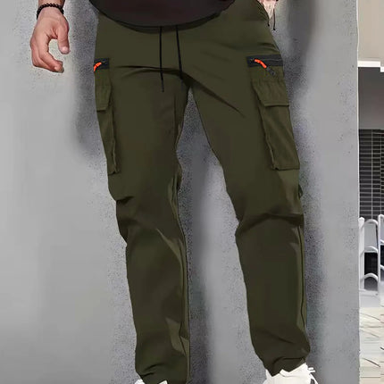 Men's New Multi-Pocket Cargo Pants, Zipper Design Straight Leg Trousers, Stylish Fit and Comfortable Fabric