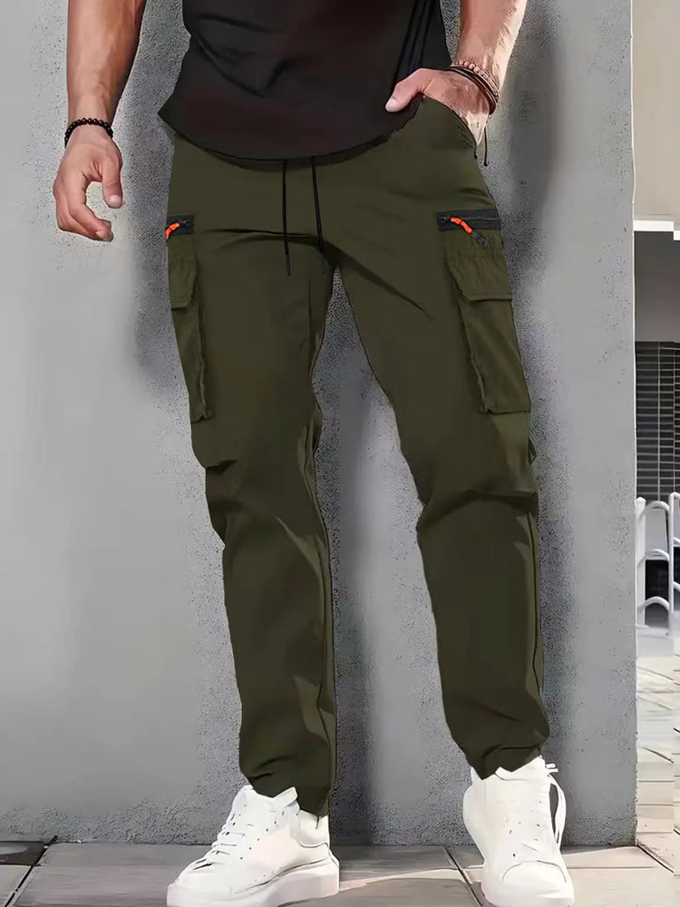 Men's New Multi-Pocket Cargo Pants, Zipper Design Straight Leg Trousers, Stylish Fit and Comfortable Fabric