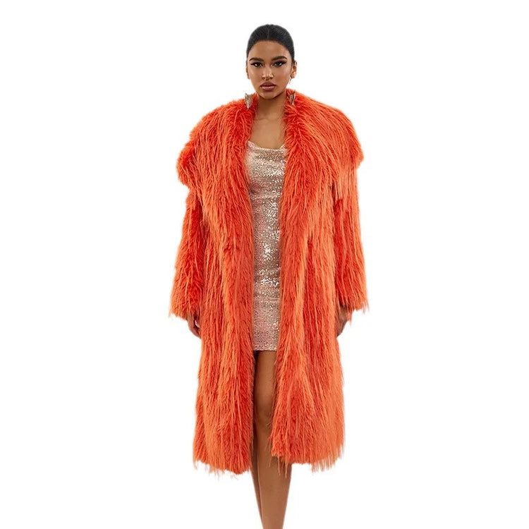 ZADORIN Luxury Designer Tassels Long Black Faux Fur Coat Woman Clothing Winter Big Lapel Fluffy Warm Faux Fur Jacket Outerwears