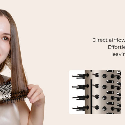 UKLISS 643 Champagne Color 8-in-1 Hot Air Styler Set, Detachable Multi Functional Hair Styling Tool, Hair Dryer, Curling Wand, Straightening Brush & Flat Iron All in One, Foldable Rotatable Auto Curler for Quick Drying, Smoot