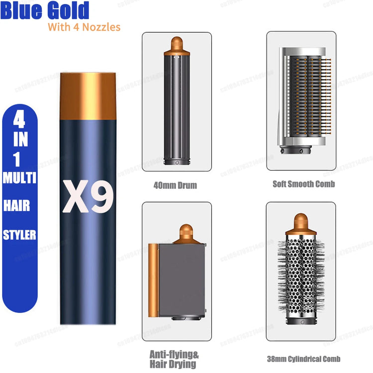Hot Air Dryer Brush Multil Hair Styler Hair Dryer 30/40mm Auto Curling Barrels and Hair Strightenting Nozzle Hot Air Brush Wrap