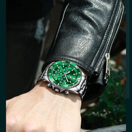 OLEVS Orologi da uomo Orologio di lusso delle migliori marche da uomo Cronografo originale impermeabile in acciaio inossidabile Fasi lunari Data Quadrante Rota platinumshop