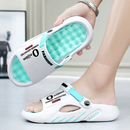 2025 New Men Massage Slippers Slides Indoor Outdoor Man Sandals Beach Casual Shoes Comfortable Sole Men Slippers Big Size 38-47