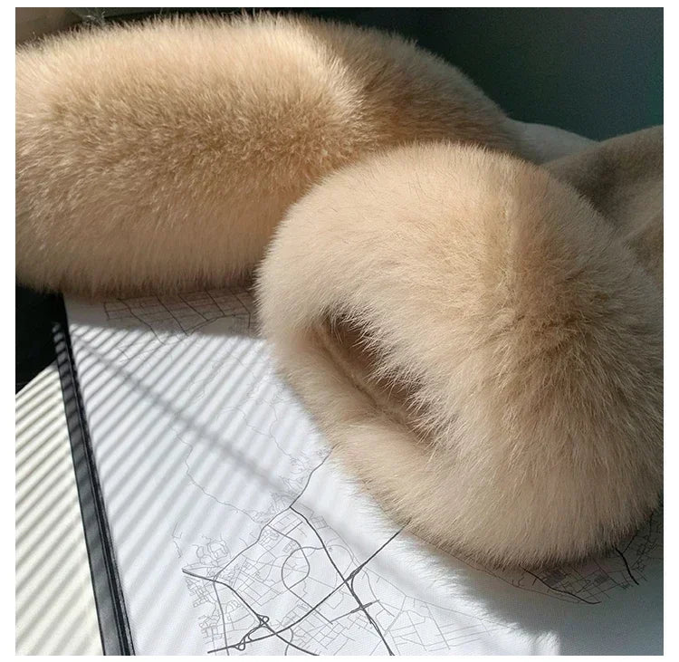 OFTBUY Omen Double Face Wool Coat Natural Fur Coat Wool Blend Jacket Winter Warm Elegant Long Sleeve Fur Cuffs Fashion Outerwear