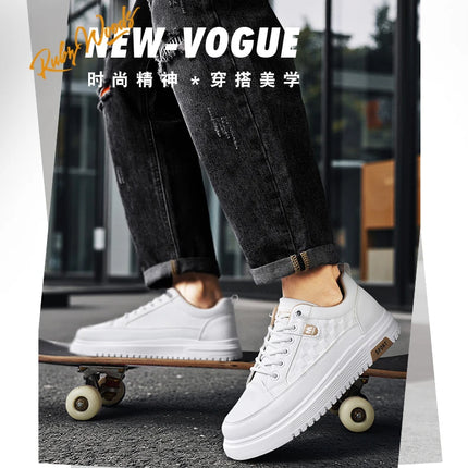 Men's Flat Casual Shoes Spring Breathable Soft-Sole Anti-Slip Outdoor Walking Shoes Youth Fashion White Shoes Sports Board Shoes