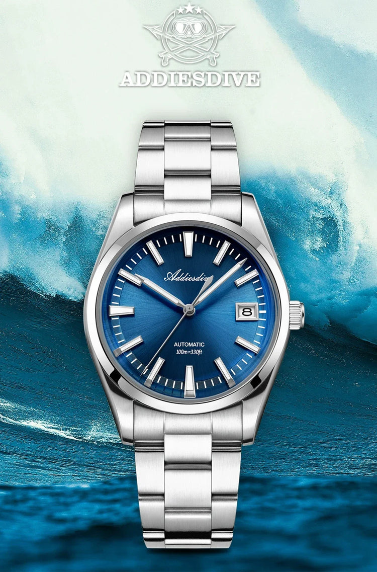 ADDIESDIVE Luxury Classic Automatic Watch Waterproof AR Coated Calendar Display Mechanical Watches Luminous AD2077 Reloj Hombre