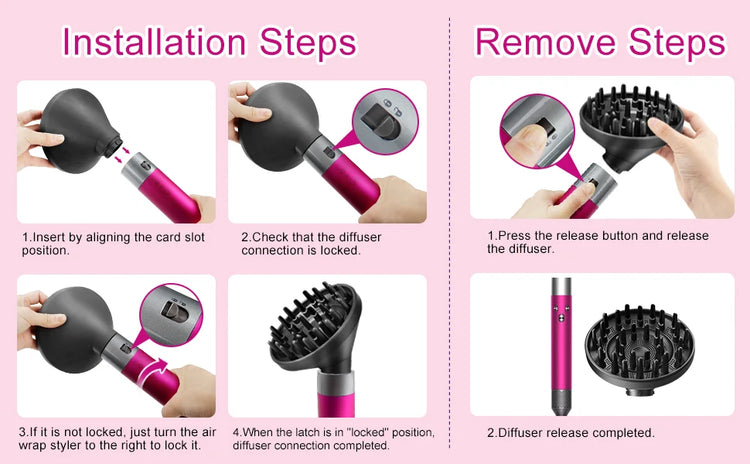 Diffuser Attachment for Dyson Two Airflow Dome Diffuser Modes for Airwrap Hs05 Hs03 Hs01 Hair Diffuser for Hair Drying