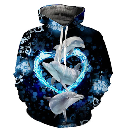 Dolphin Hoodies Kawaii Animal 3D Print Men Women Hooded Sweatshirts Oversized Harajuku Pullovers Y2k Tracksuit Tops Man Clothing