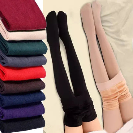 Women Winter Thicken Leggings Warm High Waist Solid Color Velvet for Female Thickened Velvet Pantyhose Stretchy Black Tights PlatiNum