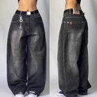 Y2K moda nuove donne stampa di lettere jeans larghi streetwear vintage gotico popolare casual Joker pantaloni a gamba larga a vita alta abbigliamento