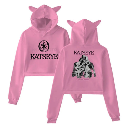 Katseye Tour 2025 Merch Hoodies Sweatshirt for Girls Cat Ear Crop Pullover Casual Clothes Katseye Y2K Girls Fashion Hoodie