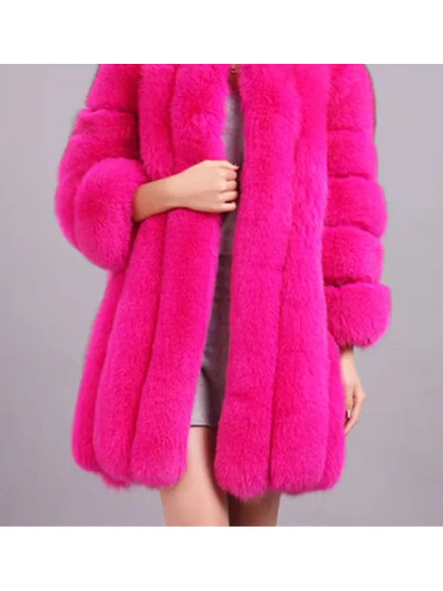 ZADORIN Elegant Turn Down Collar Faux Fox Fur Coat Women Long Thick Warm Fluffy Faux Fur Jacket Winter Fur Coats Manteau Femme