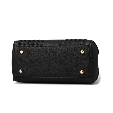 Bow Metal Pendant Top Handle Satchel Crossbody Bag, PU Leather Textured Bag Purse, Classic Versatile Fashion Shoulder Bag PlatiNum