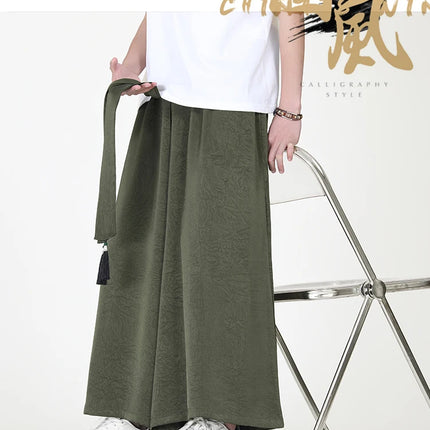 Pantaloni stile cinese da uomo nuovi pantaloni larghi casual in seta di ghiaccio a gamba larga pantaloni da uomo kimono alla moda retrò comodi e traspiranti