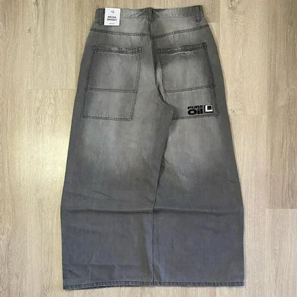 Jeans larghi ricamati modello Joker di tendenza della moda americana Donna Street Y2K Nuovi pantaloni a gamba larga oversize Hip Hop Jeans unisex