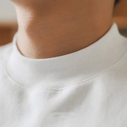Small Neck T-shirts Men 350gsm Cotton Solid Color Male Short-sleeved T-shirt Spring Summer Loose Bottoming Shirt Casual T Shirts PlatiNum