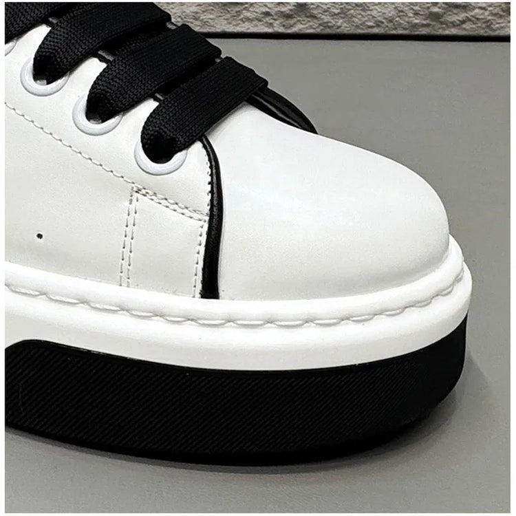 Beige Leather Men's Loafers Lace-up Platform Casual Shoes for Man Low Top Comfortable Urban Shoes Men Light mocasines de hombre