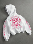 Y2K Cupid Angel Cropped Hoodie Unisex Pink Gothic Graphic Back Sleeve Print Short Pullover Sweatshirt Streetwear Autumn Winter