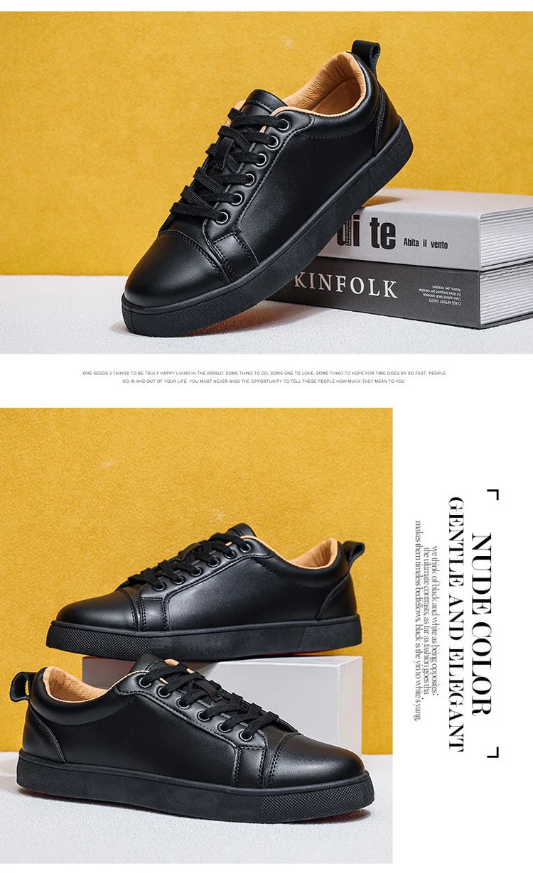 Men's High-End Casual Red Sole Board Oes Waterproof Sports Commuter Busin White Oes Simple Design Versatile Briti Sle