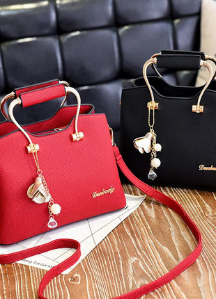 Yogodlns Luxury Pendant Handbag For Women PU Leather Tassel Shuolder Bag Designer Handle Bag Brand Shopping Mommy Shoudler Bag PlatiNum