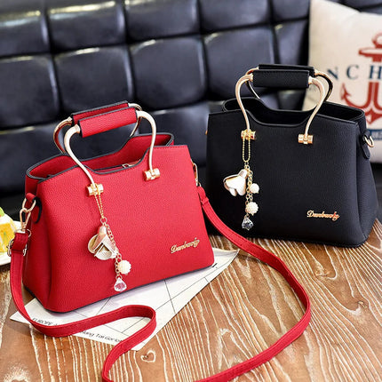 Yogodlns Luxury Pendant Handbag For Women PU Leather Tassel Shuolder Bag Designer Handle Bag Brand Shopping Mommy Shoudler Bag PlatiNum